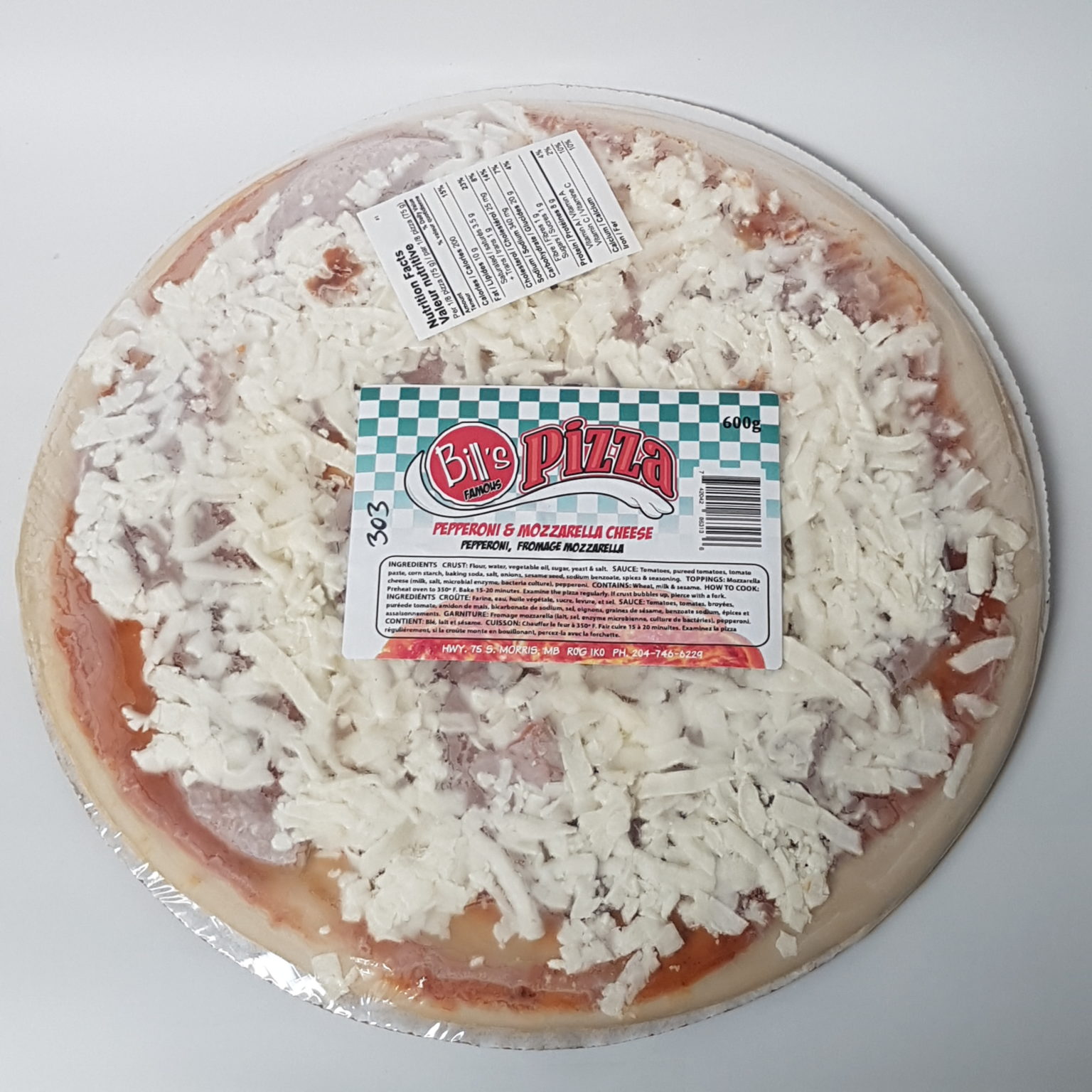 Bill’s Pizza Pepperoni & Mozzarella Cheese Prairie Foods