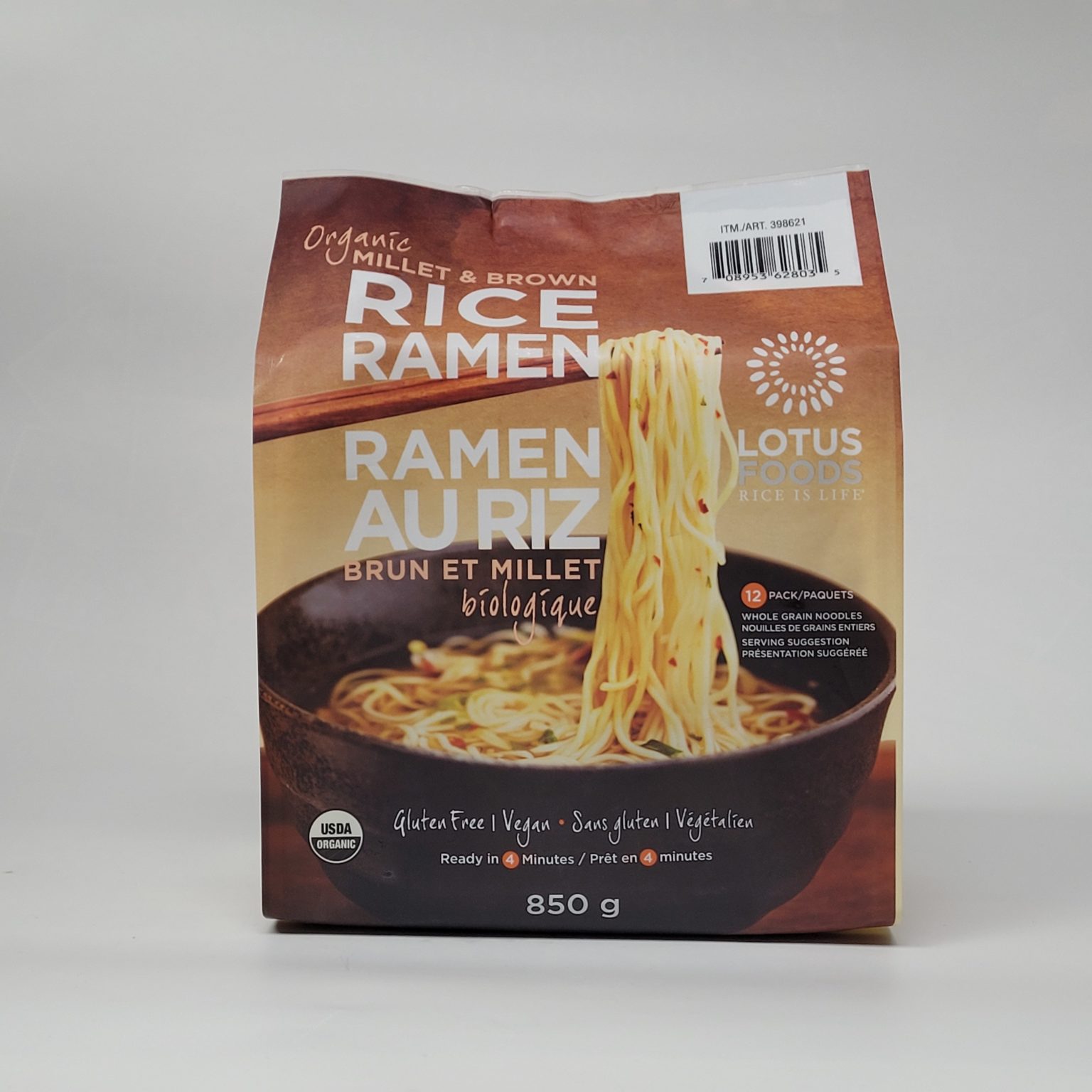 Lotus Foods Organic Millet & Brown Rice Ramen Prairie Foods